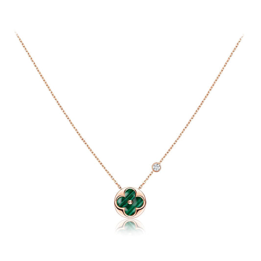 [baslovejewels]SUN PEDANT PINK GOLD 1 DIAMOND NECKLACE