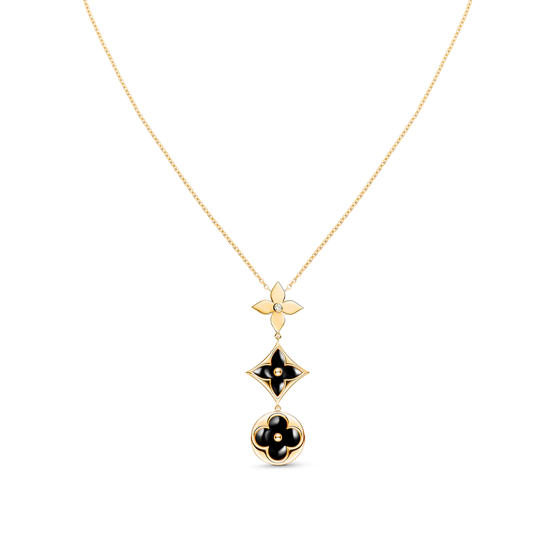 [baslovejewels]STAR AND SUN ONYX PINK GOLD NECKLACE