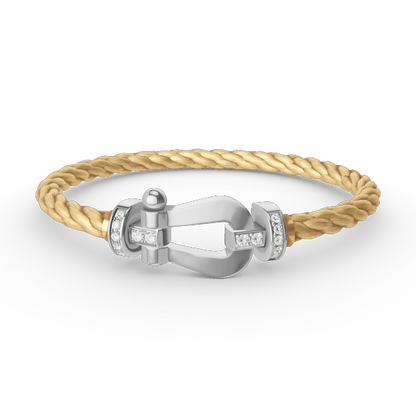 [baslovejewels]FORCE LARGE HORSESHOE HALF DIAMOND BRACELET SILVER
