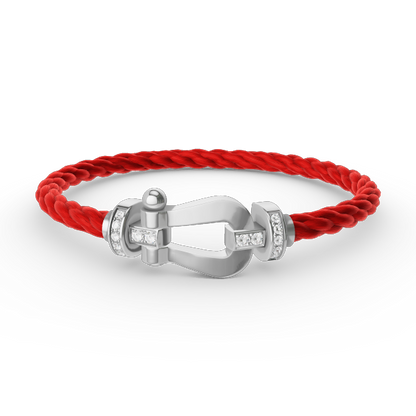 [baslovejewels]FORCE LARGE HORSESHOE HALF DIAMOND BRACELET SILVER